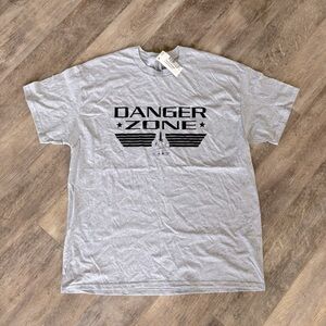 NWT! “Danger Zone” Graphic Heavy Weight Cotton T-Shirt - Gray